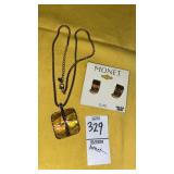 Monet statement necklace & clip earrings