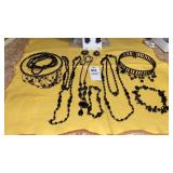 Jet black jewelry necklaces bracelets earrings