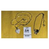 925 sterling crystal heart necklace, silvertone