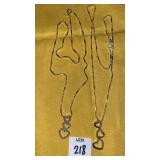 (2) triple heart pendant necklaces on-925