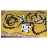 Napier jewel tone bead necklaces bracelet & clip
