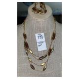 Monet gold & brown bead necklace & bracelet