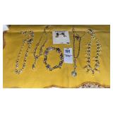 (4) rhinestone & pearl necklaces bracelet & clip