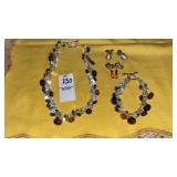 Liz Claiborne brown & silver bead necklace