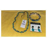 Napier turquoise bead rhinestone necklace