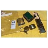 Vintage brass desk items -postage stamps, mini
