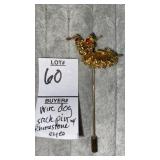 Vintage wire dog stick pin w/ red eyes Yorkie?