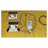 Napier faceted bead necklace bracelet & 2 pr.
