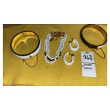 Monet white clip earrings & bracelets, black &