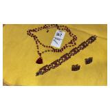 Monet red bead necklace, bracelet & ear clips