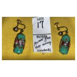 Venetian Murano glass drop earrings, screwbacks