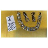 Vintage rhinestone bracelet & clip earrings