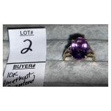 10k amethyst & diamond chip ring