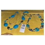 Turquoise & silvertone fashion necklaces