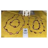 Pink cabochon necklaces bracelets & Monet ear