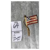 U.S.flag rhinestone pin