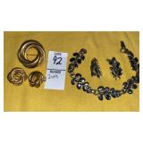 Vintage silvertone bracelet & clip earrings,