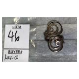 Vintage signed Mexico sterling scroll ring