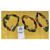 (3) Bohemian style gem stretch bracelets