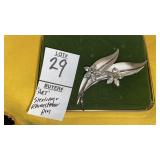 Signed ï¿½ARTï¿½ sterling rhinestone floral pin