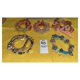 (5) colored bead bracelets