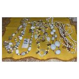 (5) vintage white bead necklaces