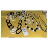 Black white silver necklaces bracelet