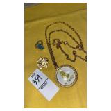 Vintage Serenity Prayer necklace, Girl Scout pin,