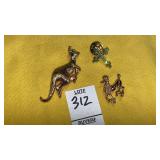 Monet poodle pin, Napier kangaroo w/ articulating