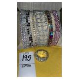 (6) Rhinestone stretch bracelet & ring