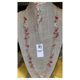 Liz Claiborne silver & pink bead necklace