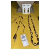 Trifari gold necklaces & clip earrings