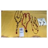 Multi color drop necklace, Monet red bead