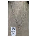 Aigner triple strand crystal bead necklace