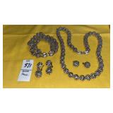 Monet silver lace bead necklace bracelet & 2