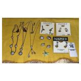 Monet crystal necklaces & clip earrings and others