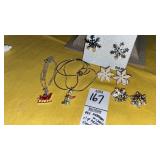 925 sterling & pearl snowman necklace, sleigh