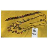 Monet Goldtone watermelon colors bead necklace &