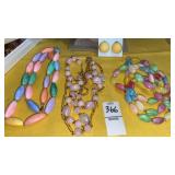 Iridescent pink pearly bead necklace, pastel