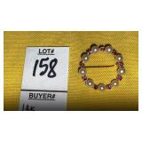 14k pearl & garnet? Circle pin