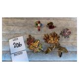 Monet multi-color oak leaf pin & others unmarked