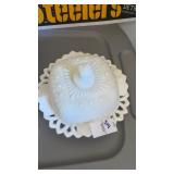 Vintage white milk glass covered butter dish
