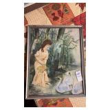 Vintage framed pastel drawing  15x12inch