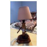 Rustic handcrafted wooden table lamp - water pump