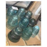 Lot of assorted glass insulators including