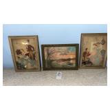3 Small vintage framed prints