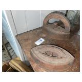 2 Antique cast-iron sad irons