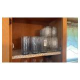 Set of vintage blue textured glass tumblers and