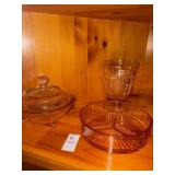 Vintage pink depression glass lot - footed