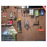 All items on cork board - variety of tools &